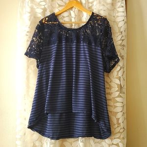Lane Bryant Blue Lace Top 26/28